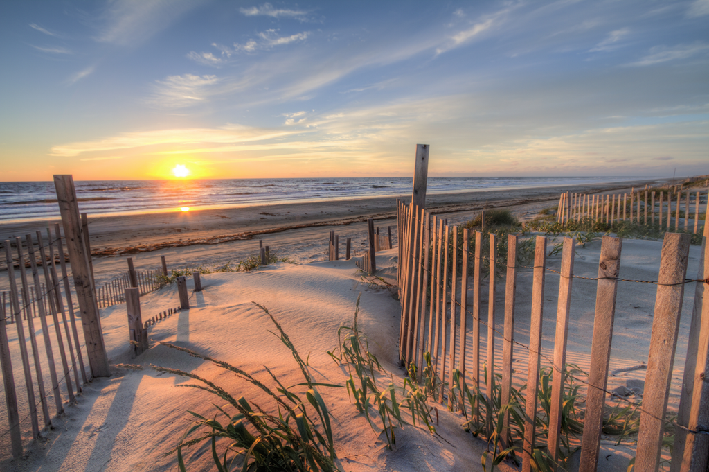 Framed 1 Panel - Outer Banks Beach at Sunrise from the Sand Dunes