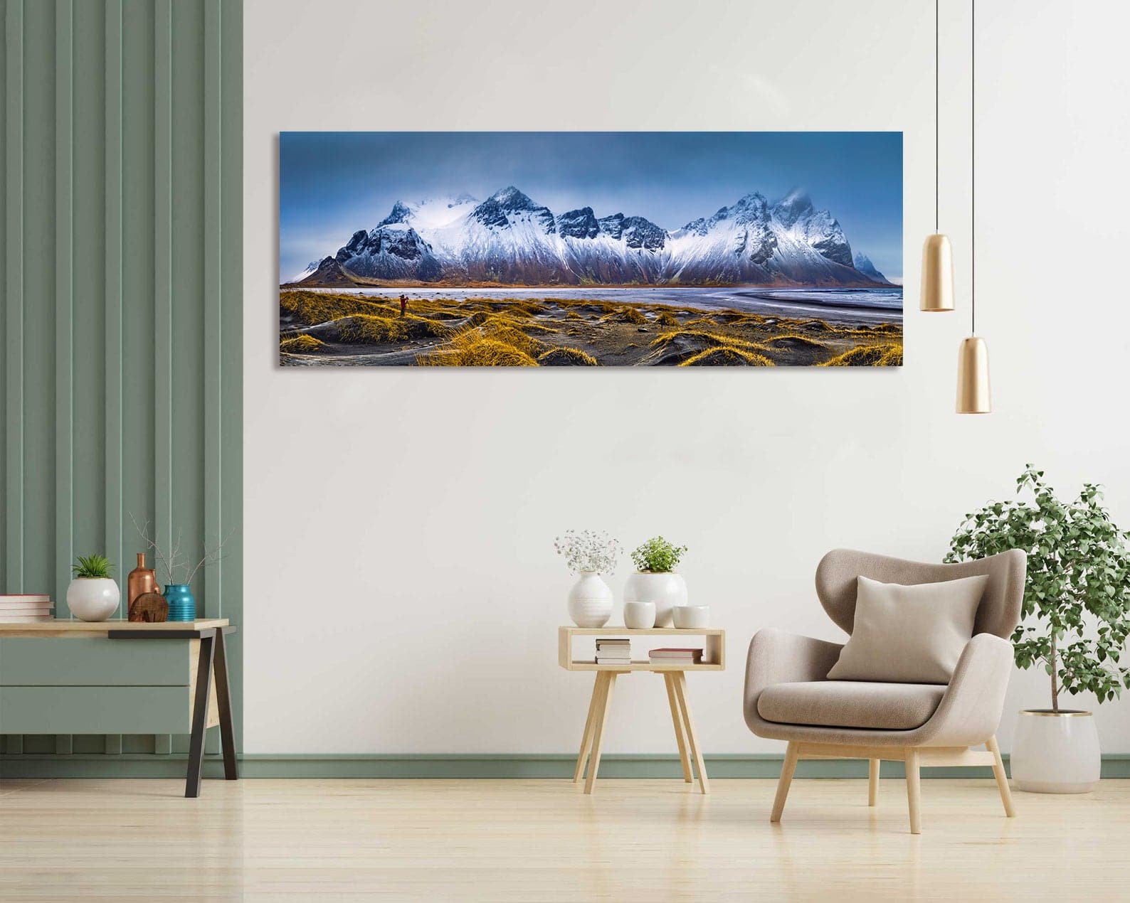 Framed 1 Panel - Vestrahorn Mountain Range And Stokksnes Beach Panorama