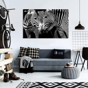 Framed 1 Panel - Zebras in love