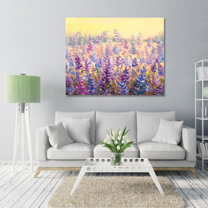 Framed 1 Panel - Field of Delicate Flowers Lavender