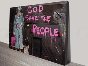 Framed 1 Panel - Banksy - God Save The People