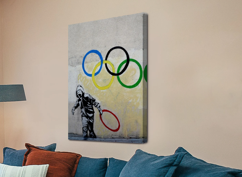 Framed 1 Panel - Banksy - Olympic Rings