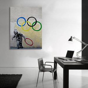 Framed 1 Panel - Banksy - Olympic Rings