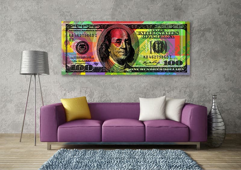 Framed 1 Panel - 100 dollars Benjamin Franklin