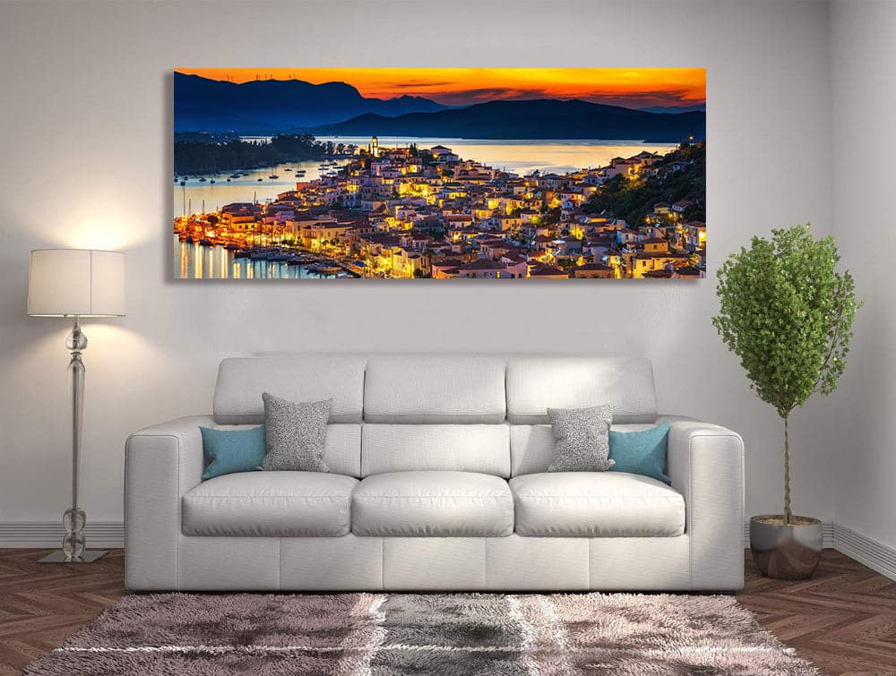 Framed 1 Panel - Poros at night, Greece