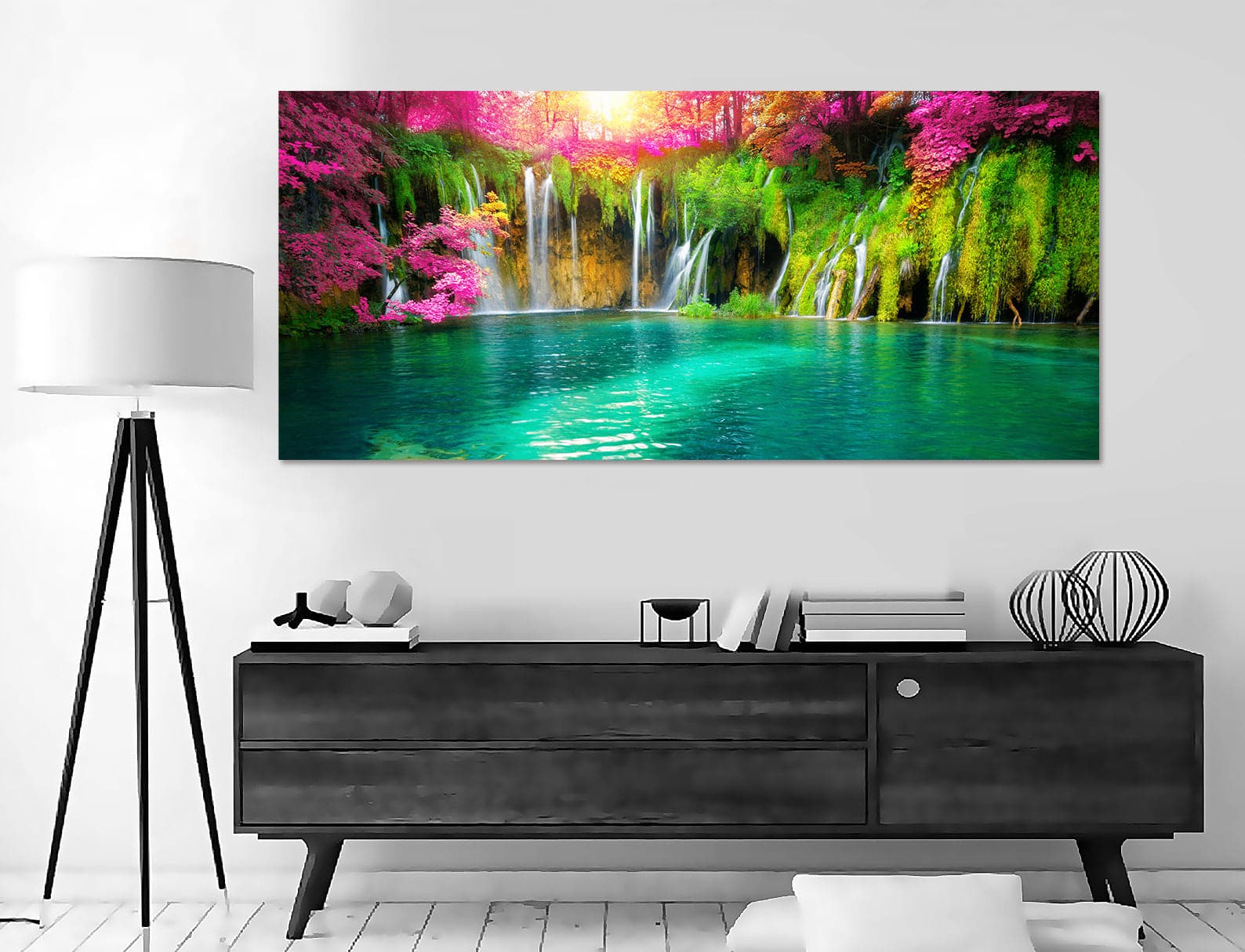 Framed 1 Panel - Waterfall of Plitvice Lakes Croatia