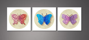 Framed 3 Panels - Butterflies