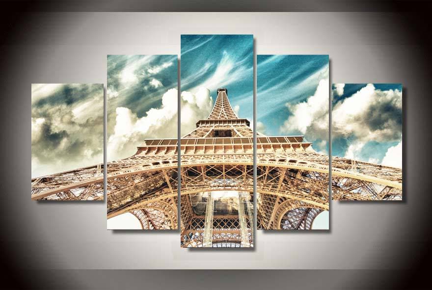 Framed 5 Panels - Eiffel Tower