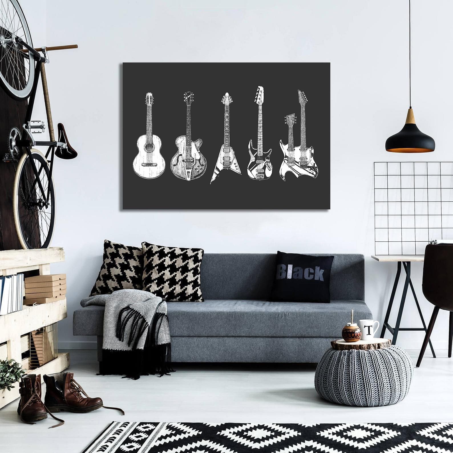 Framed 1 Panel - Acoustic and electric guitars set