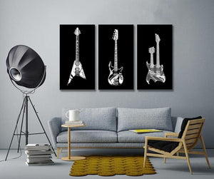 Framed 3 Panels - Guitars