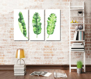 Framed 3 Panels  - Tropical Banana Leaves Set