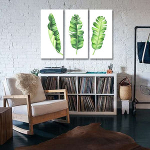 Framed 3 Panels  - Tropical Banana Leaves Set