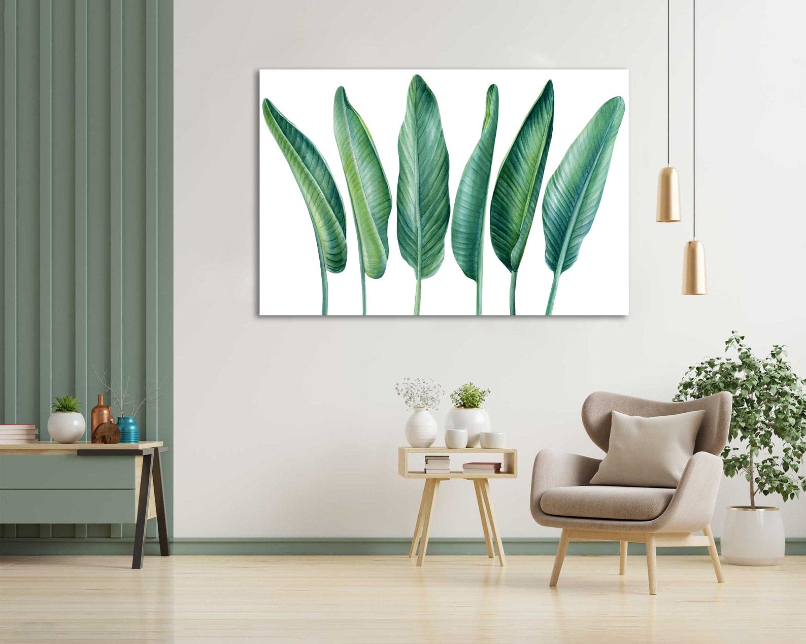 Framed 1 Panel - Banana Palm Leaves