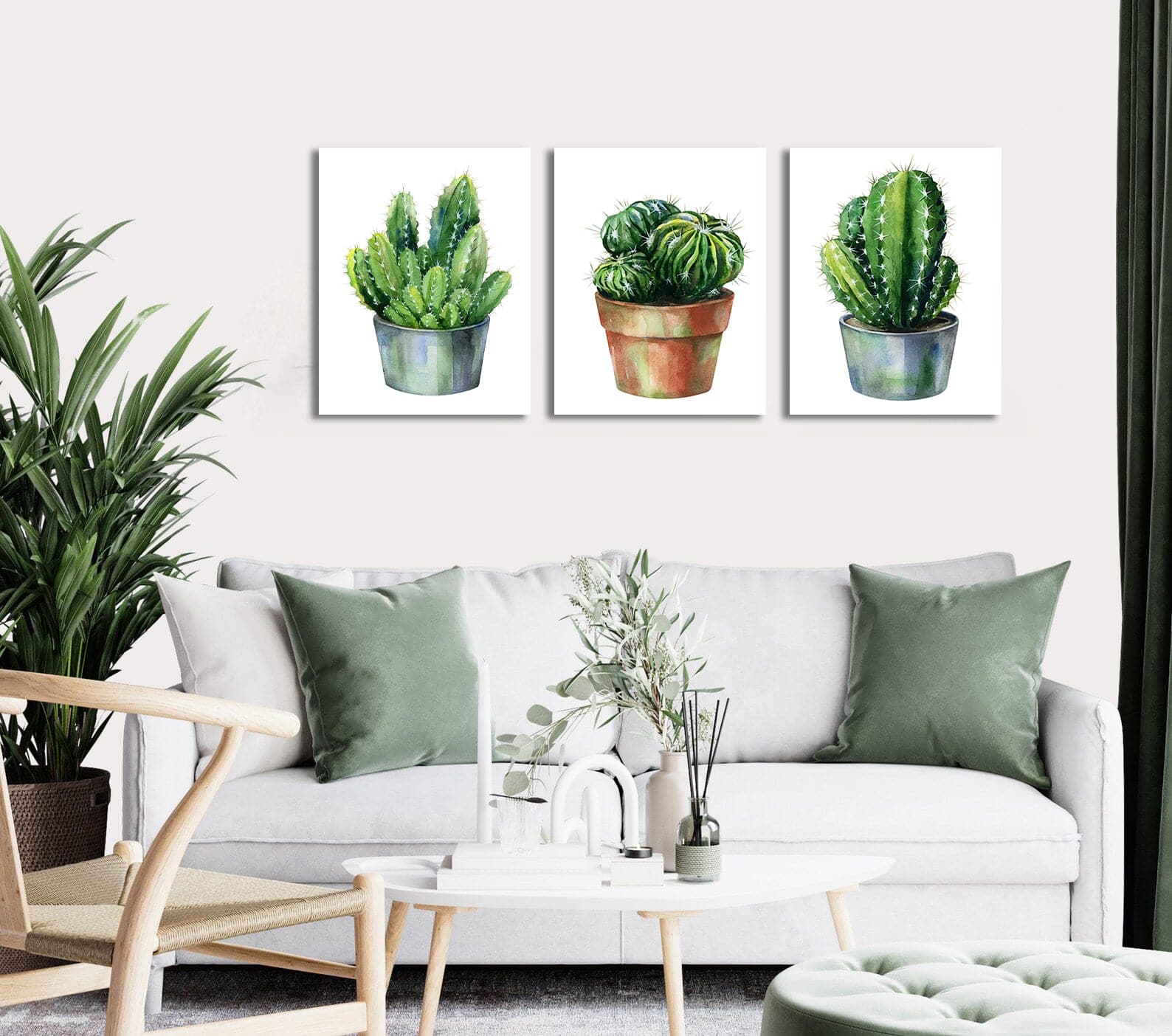 Framed 3 Panels - Cactus