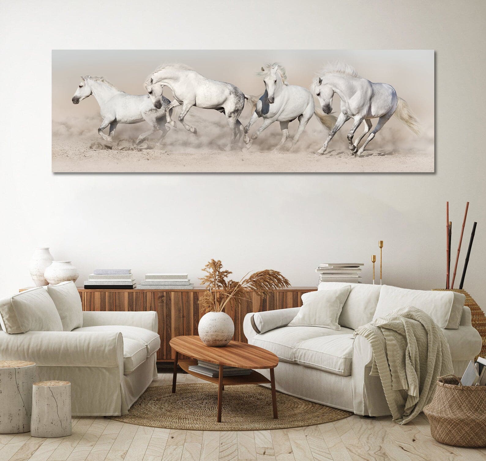 Framed 1 Panel - White Horse Herd Run