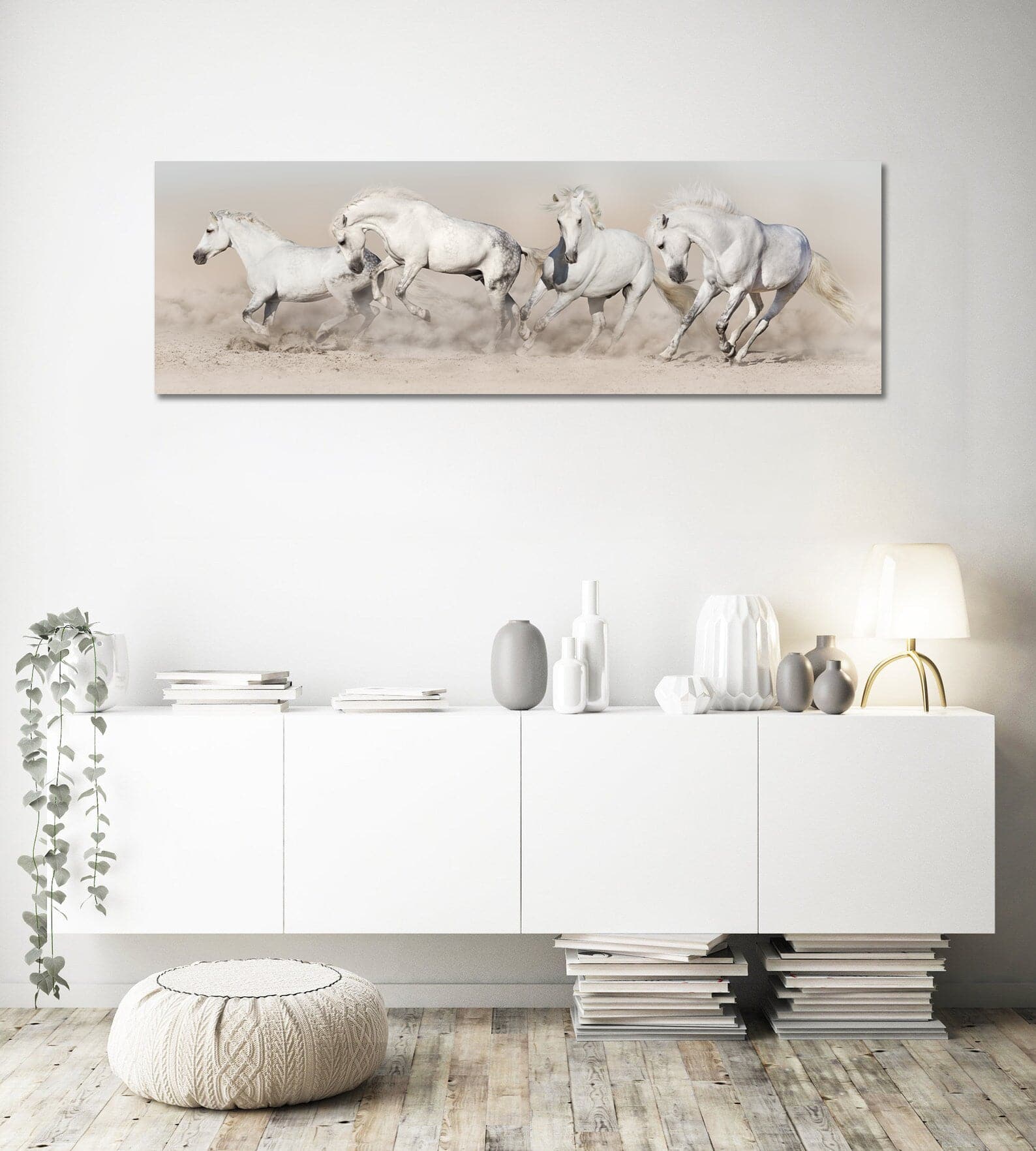 Framed 1 Panel - White Horse Herd Run