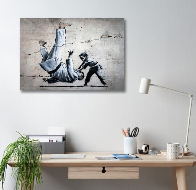 Framed 1 Panel - Banksy - Ukraine Borodyanka Judo Kid