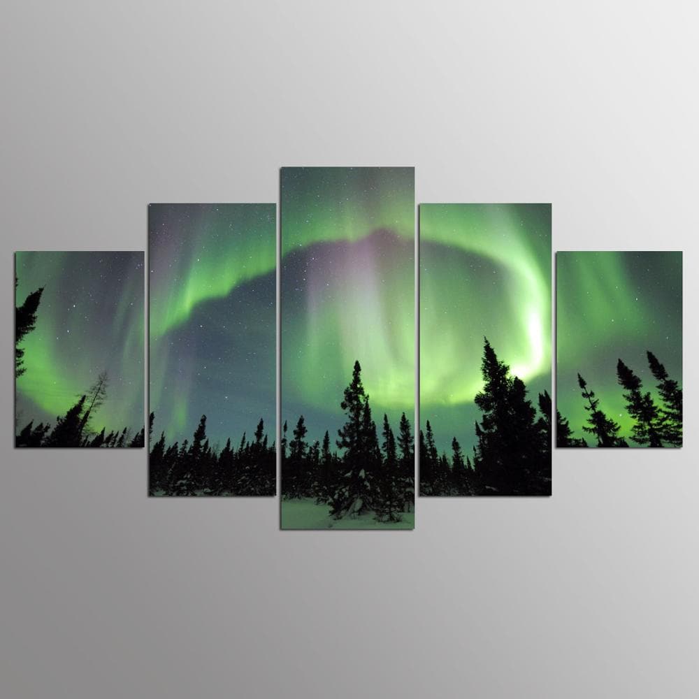 Framed 5 Panels - Northern lights