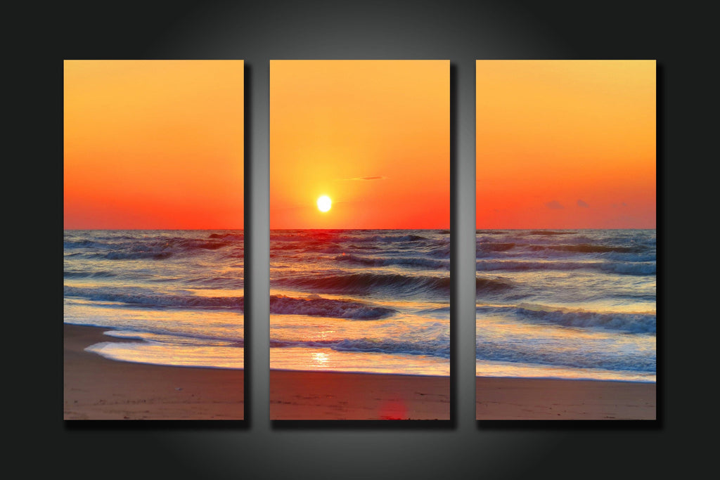 Framed 3 Panels - Sunset on the beach