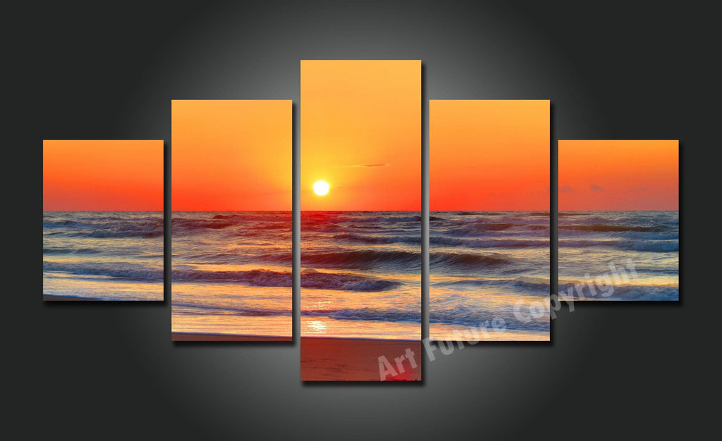 Framed 5 Panels - Sunset