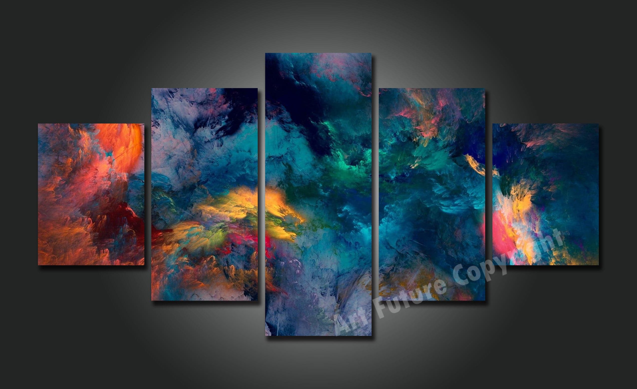 Framed 5 Panels - Abstract