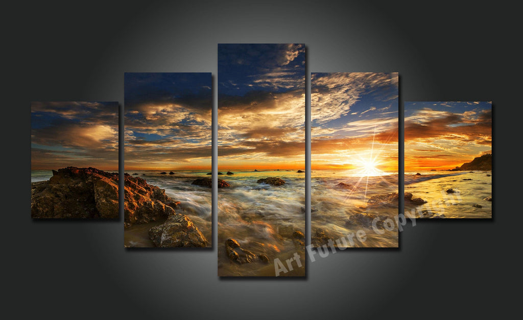 Framed 5 Panels - Sunrise