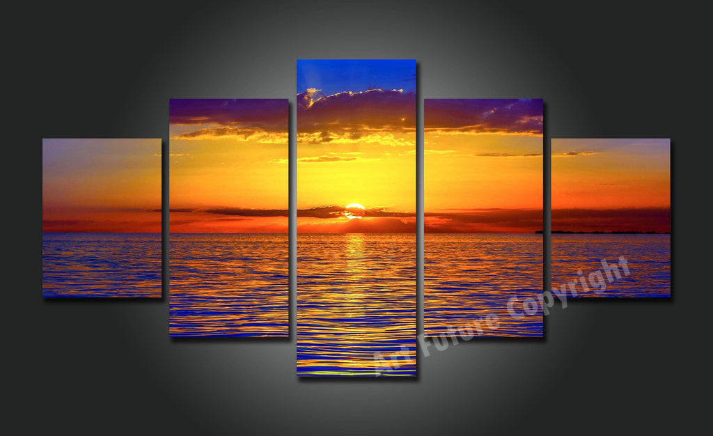 Framed 5 Panels - Sunset