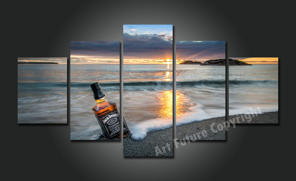 Framed 5 Panels - Relax On The Beach