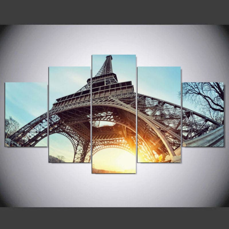 Framed 5 Panels - Eiffel Tower