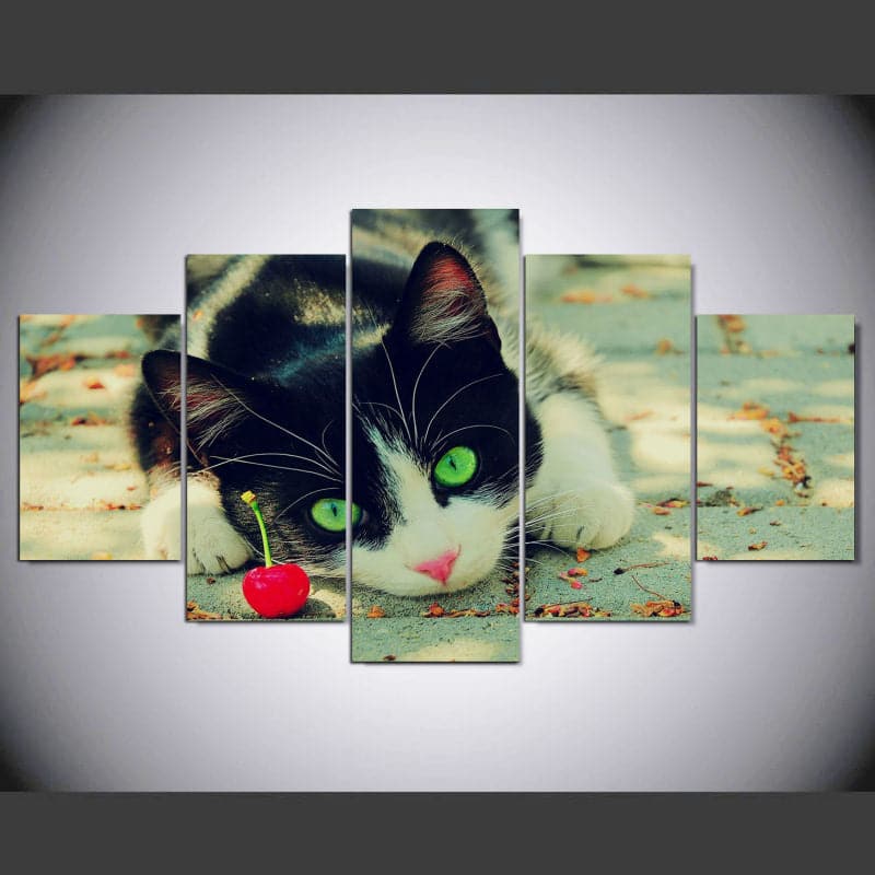 Framed 5 Panels - Cat