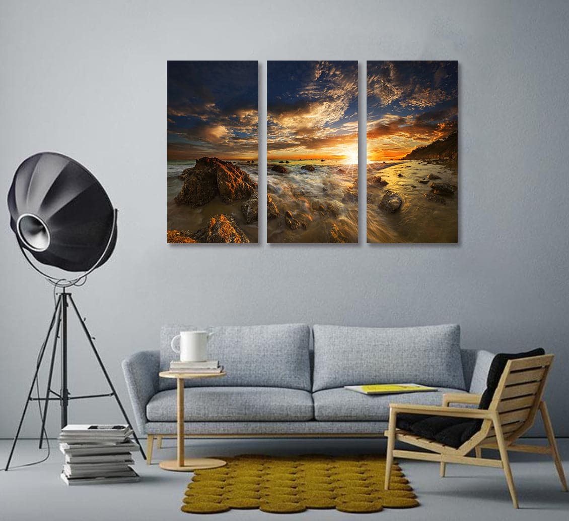 Framed 3 Panels - New Zealand Beach