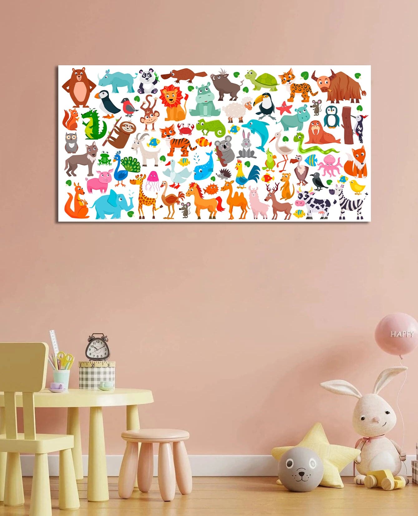 Framed 1 Panel  - Kids Room - Cute Animals