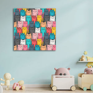 Framed 1 Panel - Kids Room - Lovely Colorful Cats