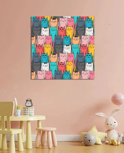 Framed 1 Panel - Kids Room - Lovely Colorful Cats