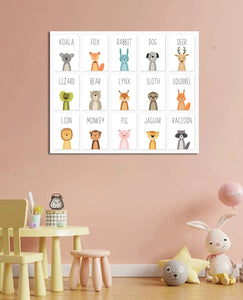 Framed 1 Panel  - Kids Room - Cute Animals