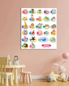 Framed 1 Panel  - Kids Room - Cute Animals Alphabet