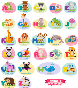 Framed 1 Panel  - Kids Room - Cute Animals Alphabet