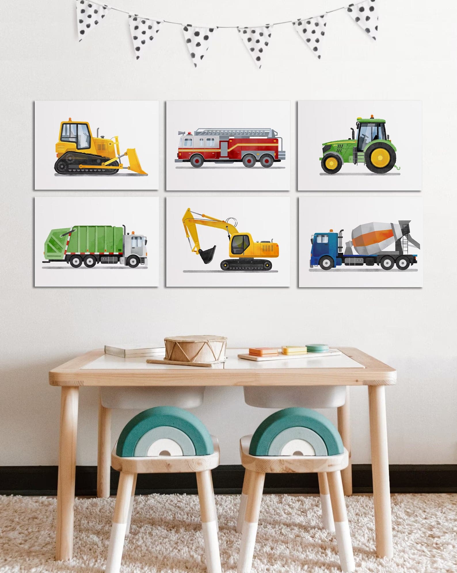 Framed 1 Panel - Kids Room - Cute Garbage truck