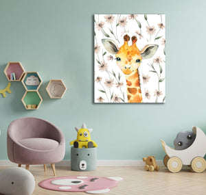 Framed 1 Panel - Kids Room - Cute Little Giraffe