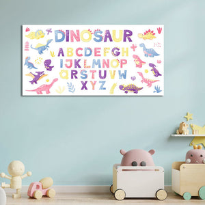 Framed 1 Panel  - Kids Room - Cartoon Cute Dinosaur Alphabet