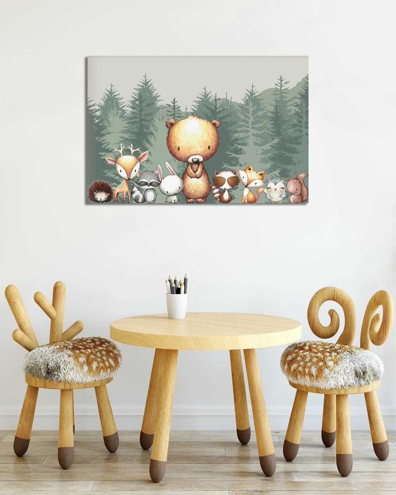 Framed 1 Panel  - Kids Room - Cute Forest Animals