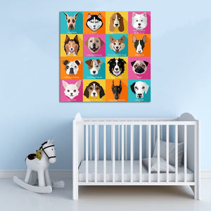 Framed 1 Panel - Kids Room - Popular Dogs