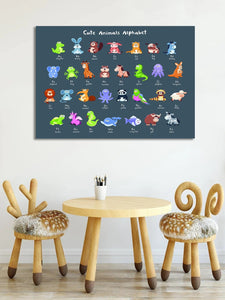 Framed 1 Panel  - Kids Room - Cute Animals Alphabet