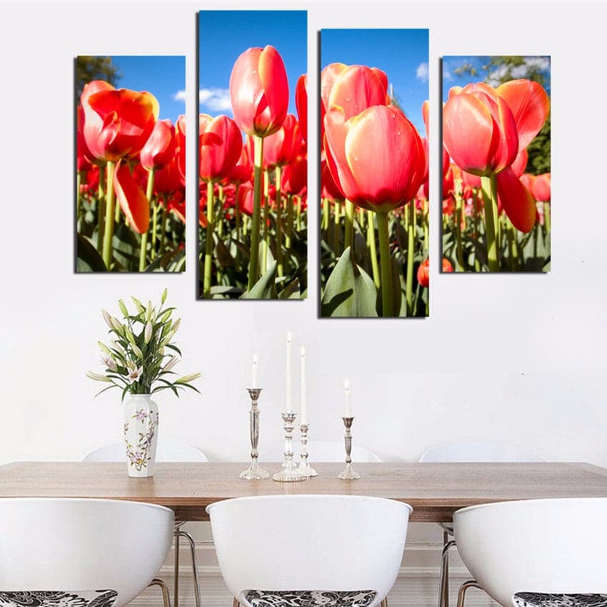 Framed 4 Panels - Flower