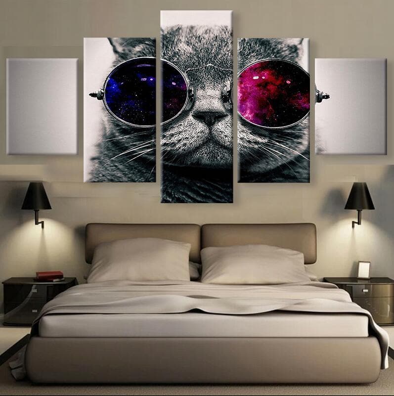 Framed 5 Panels - Cat