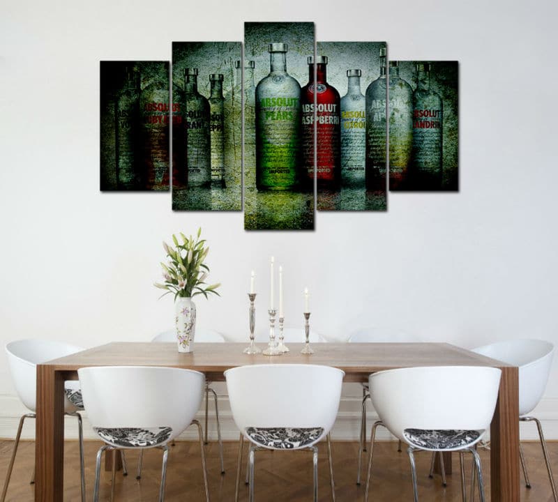 Framed 5 Panels - Bottles