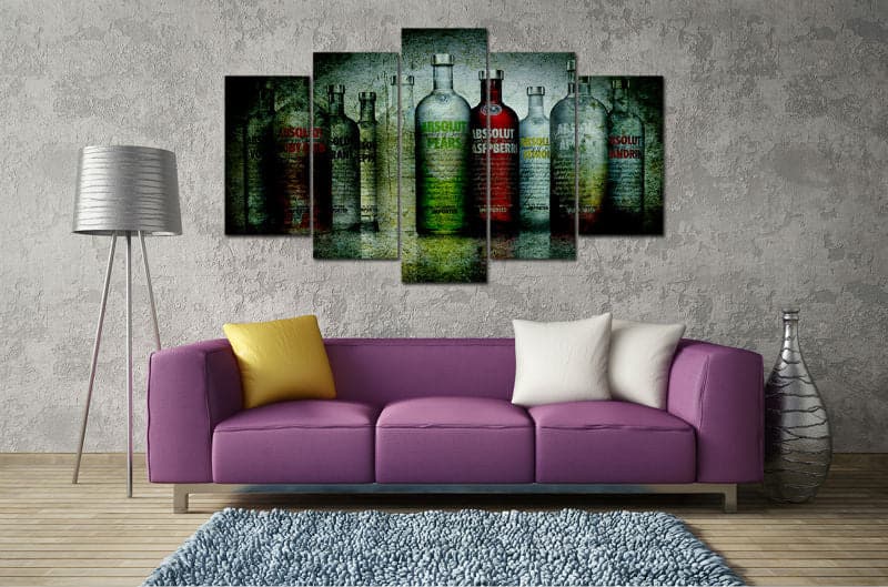 Framed 5 Panels - Bottles