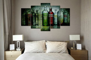 Framed 5 Panels - Bottles