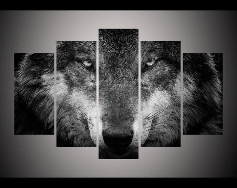 Framed 5 Panels - Wolf