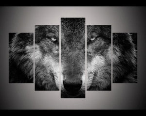 Framed 5 Panels - Wolf